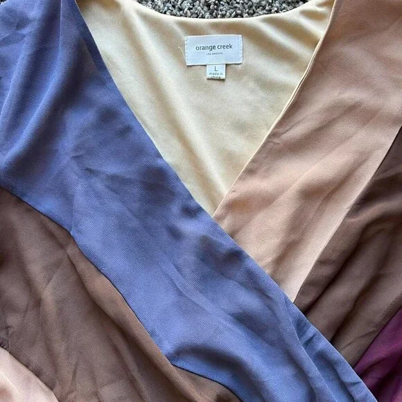 Boho Brown Purple Maxi Dress Orange Creek Womens 14 Cottagecore Woodsy Artsy - Picture 2 of 8